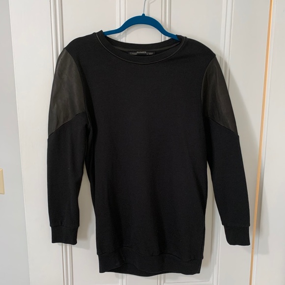 AllSaints black leather Mei Sweat - Picture 2 of 9